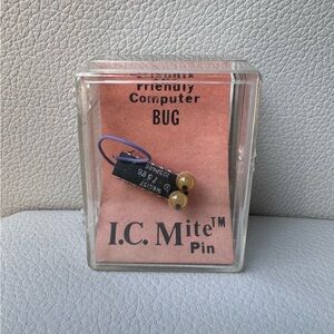 Vintage 1983 The Friendly Computer Bug I.C. Mite Pin New in Box Gag Gift